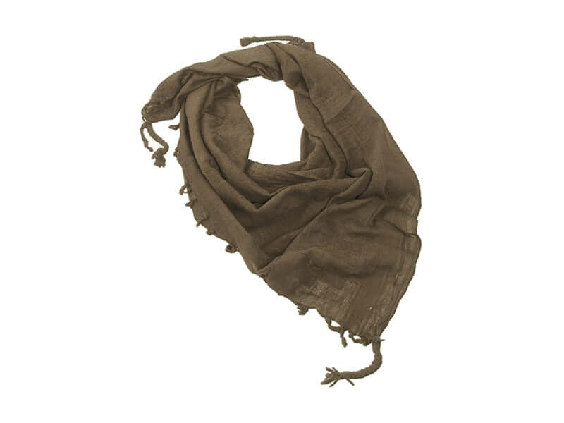 Shemagh Olive écharpe tactique légère en coton pour protection extérieure contre le soleil et le vent.