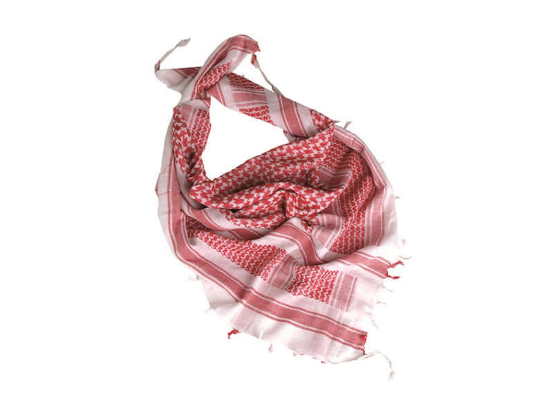 Shemagh Blanc / Rouge - écharpe tactique polyvalente pour la protection contre le vent et le soleil.