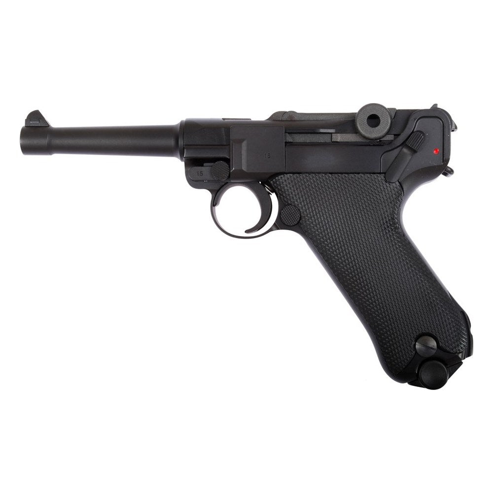 Pistolet airsoft WE Luger P08 canon 4 pouces GBB full metal noir