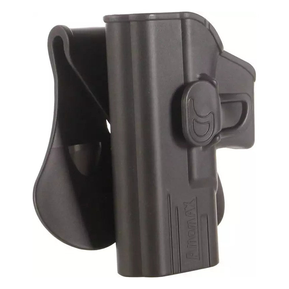 Amomax Holster polymere rotatif G19 Noir retention active Gaucher