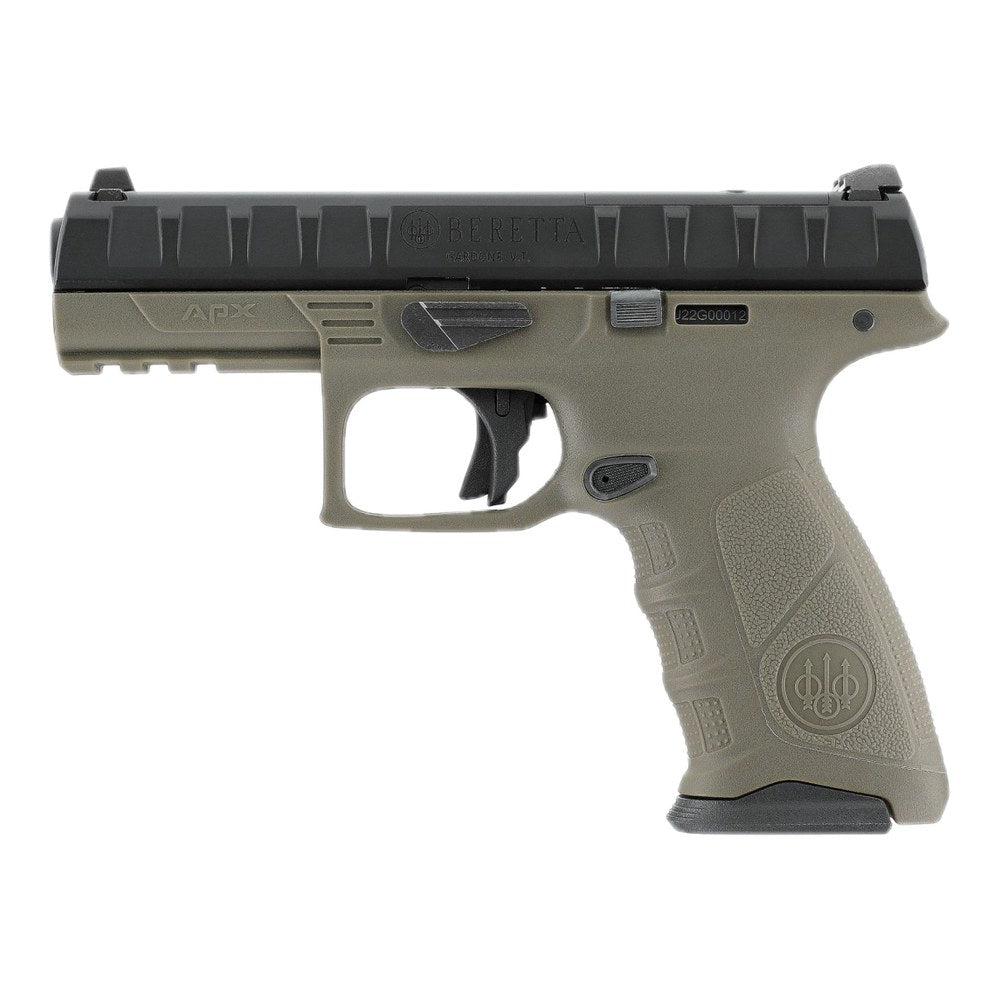 Réplique airsoft Beretta APX RDO GBB culasse noire carcasse OD – vue de profil droit