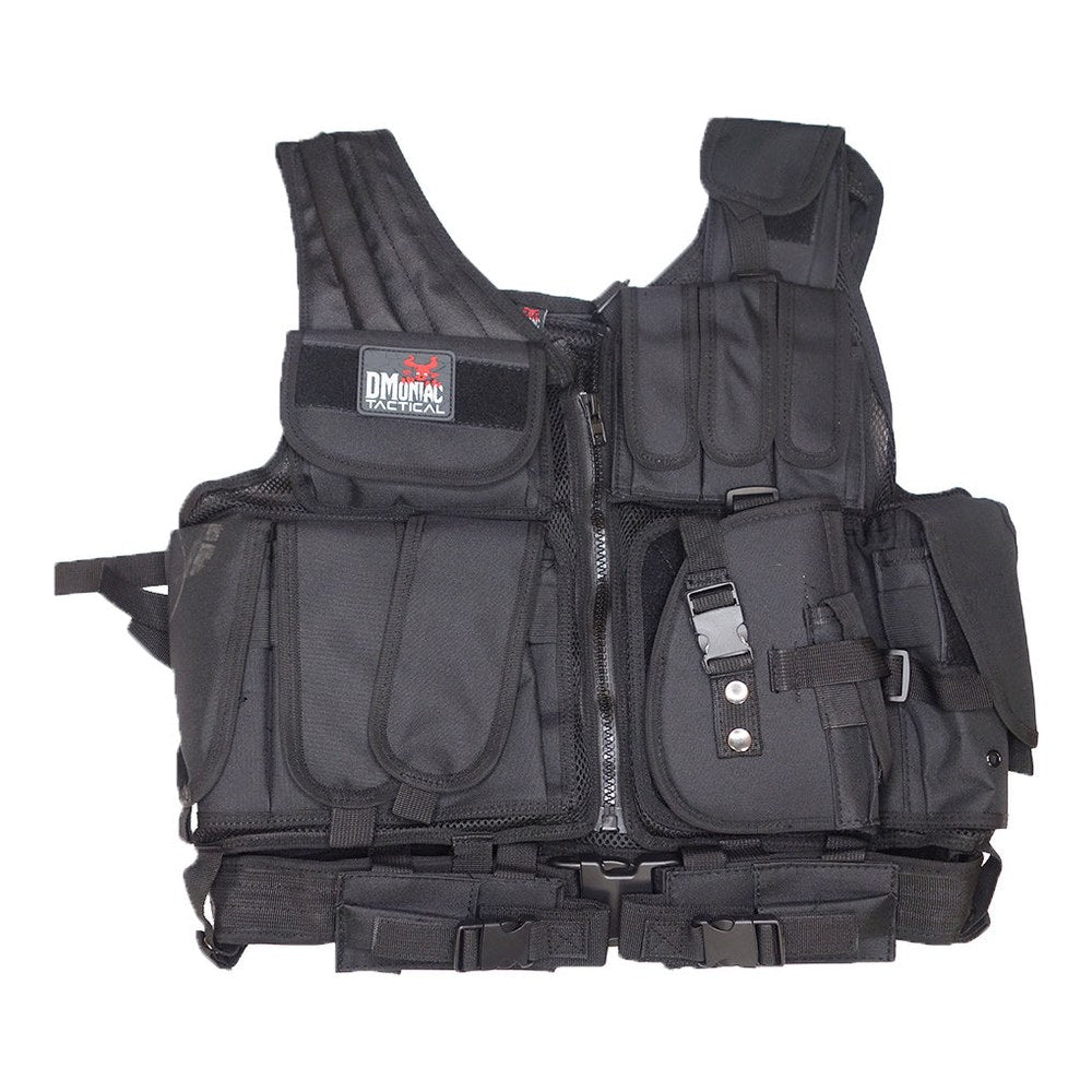 DMoniac Veste tactique Noire 8 poches holster + ceinturon - photo 2