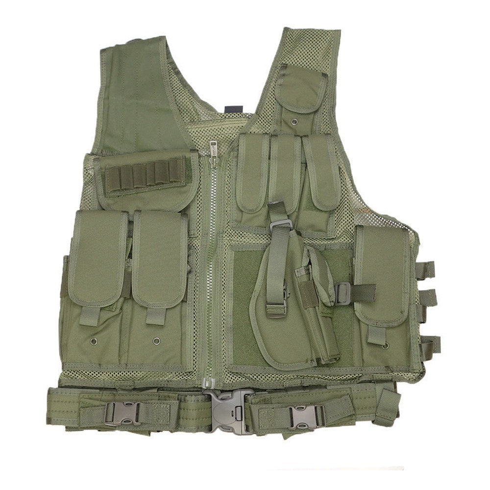 DMoniac Veste tactique Olive 8 poches holster + ceinturon - photo 2