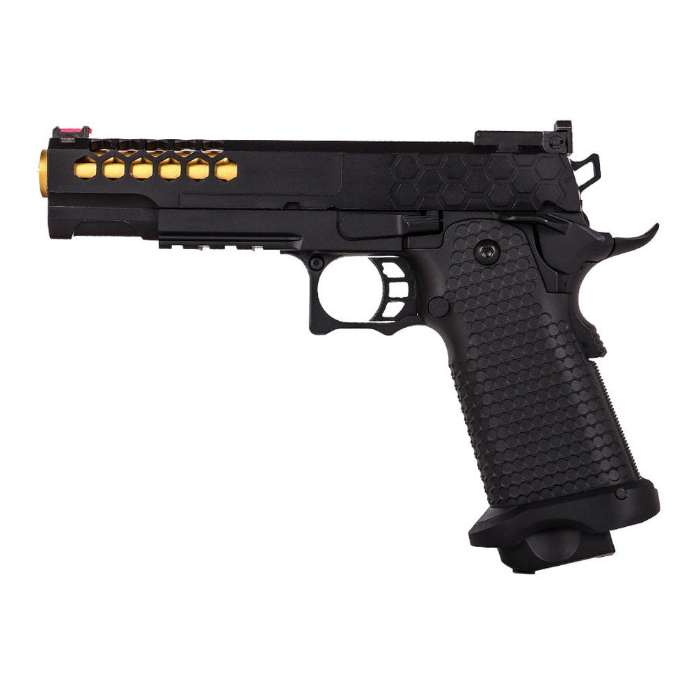 Golden Eagle Pistolet Hi-Capa 5.1 GBB FullMetal Noir/Or 0.8J+Mallette