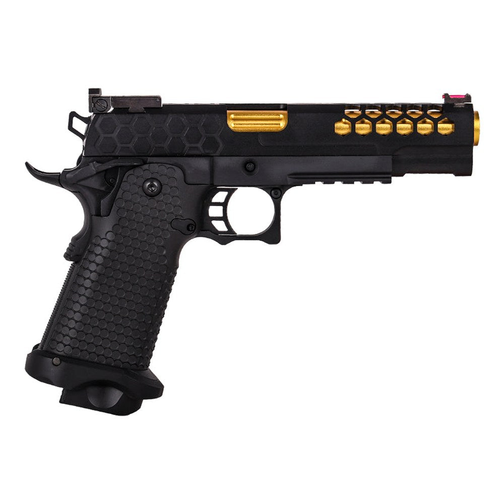 Golden Eagle Pistolet Hi-Capa 5.1 GBB FullMetal Noir/Or 0.8J+Mallette - photo 2