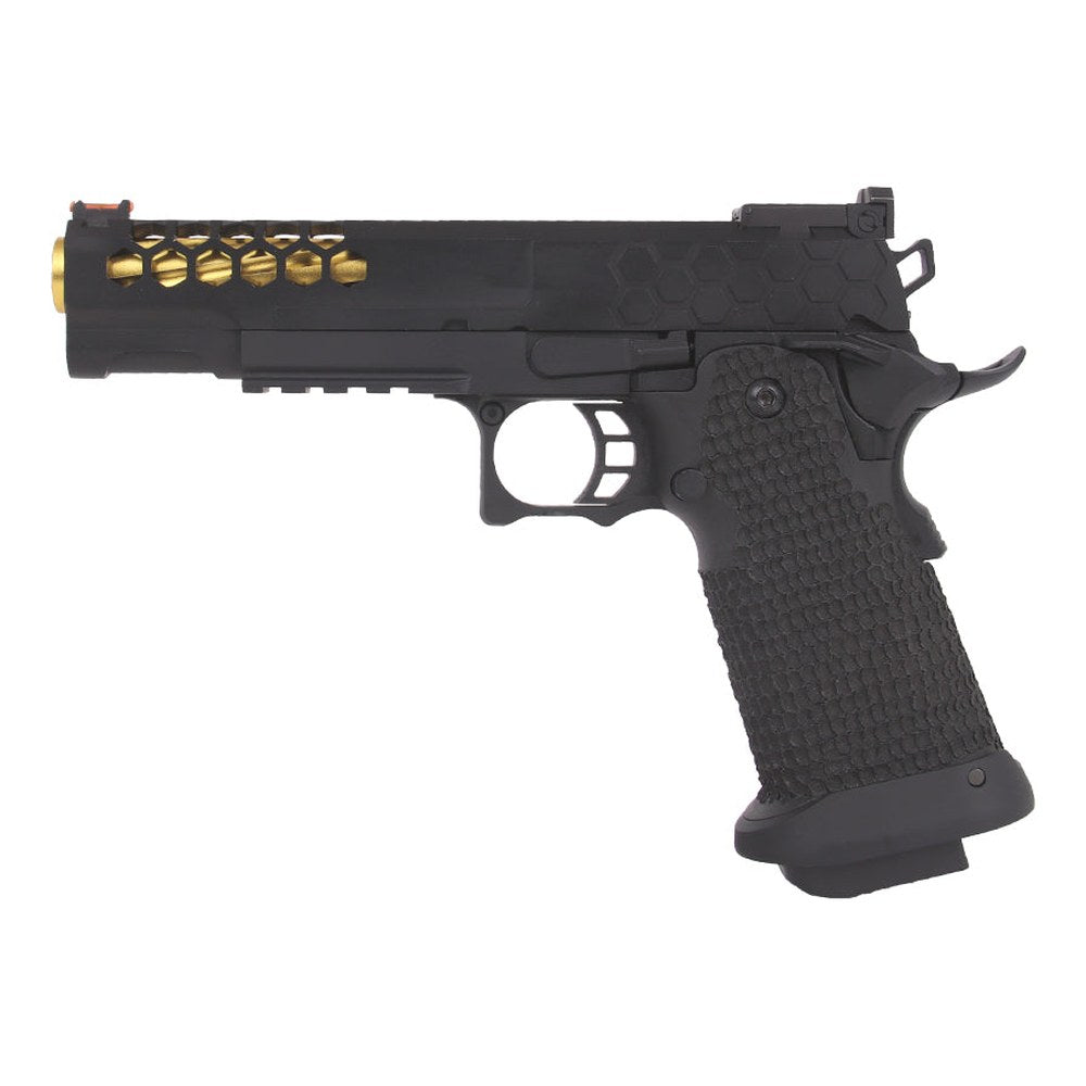 Golden Eagle Pistolet Hi-Capa 5.1 HexCut GBB Full Metal Noir/Or 0.8J