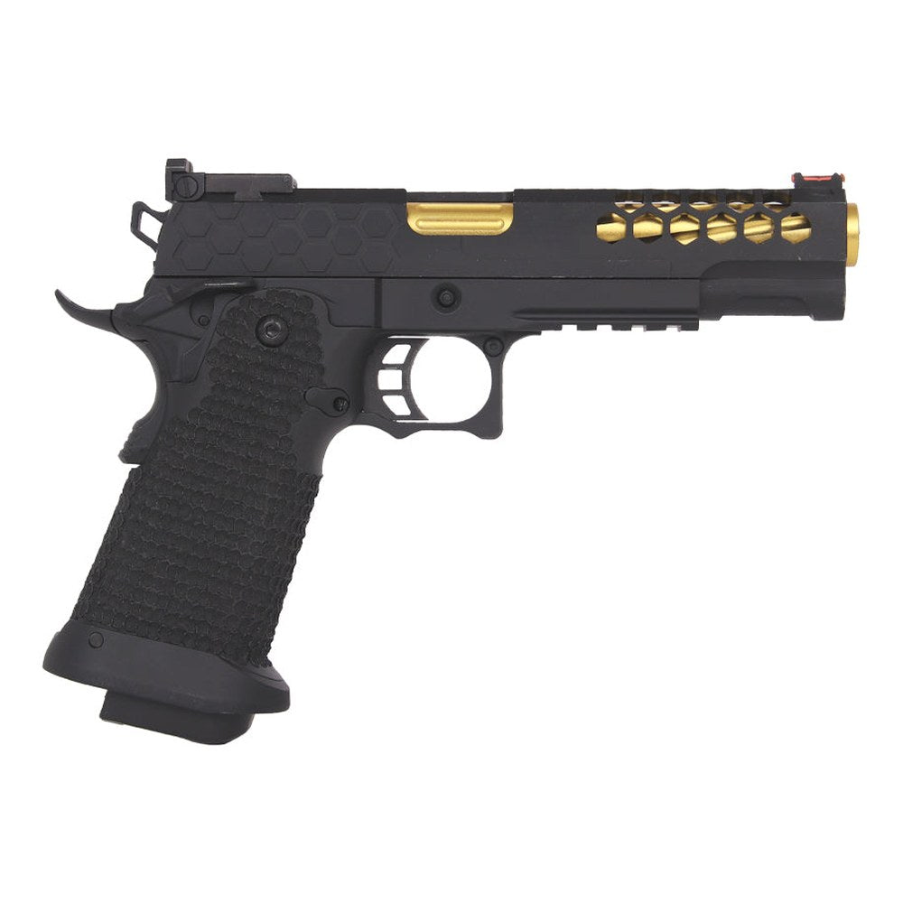Golden Eagle Pistolet Hi-Capa 5.1 HexCut GBB Full Metal Noir/Or 0.8J - photo 2